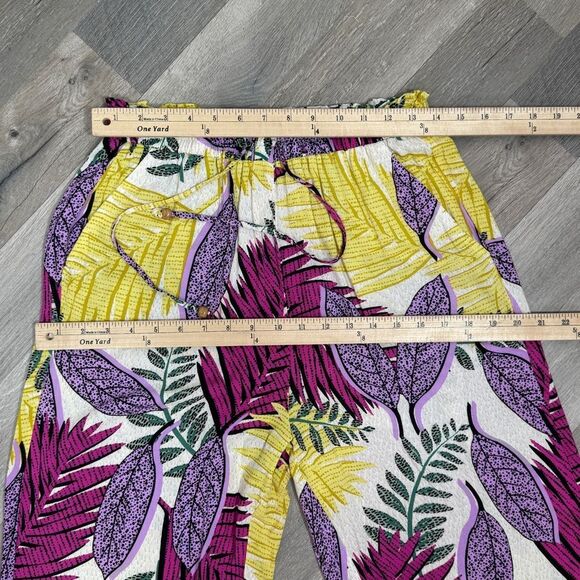 Jane & Delaney Tropical Print High Waist Wide Leg Crop Pants Small - Picture 9 of 12